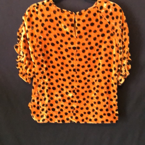 Cute! Madewell Velvet Top. EUC Rust w/ Black Polkadots. Ruffled Open Sleeves. M - Picture 7 of 13